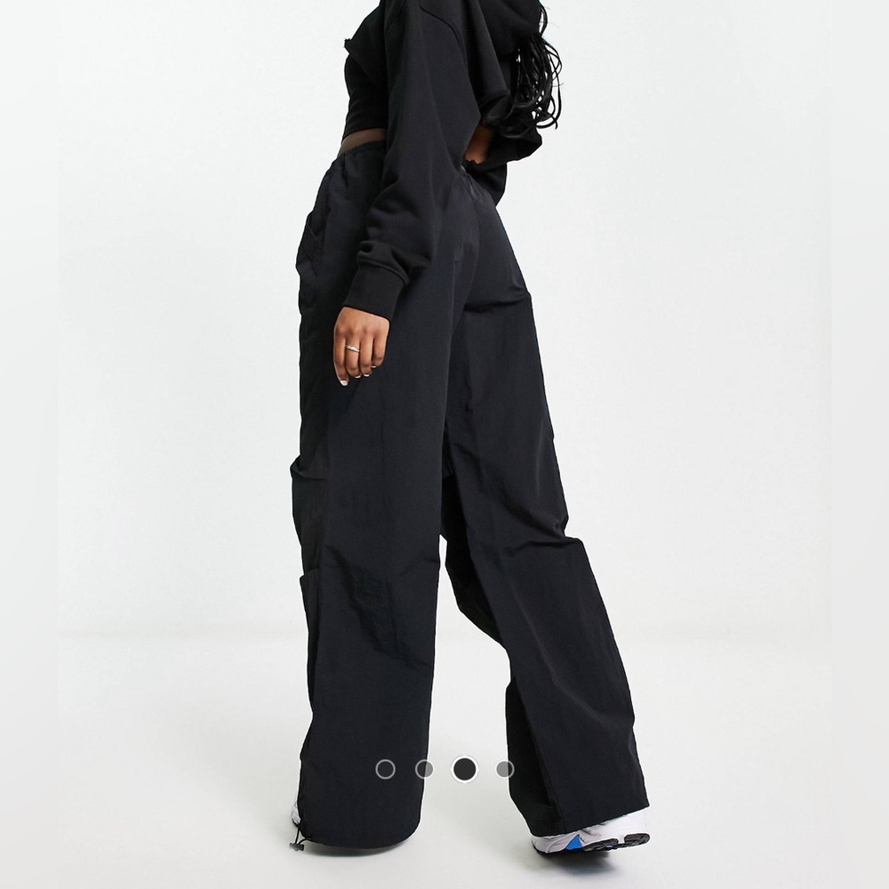 ASOS Black Wide Leg Drawstring Pants - Picture 3 of 4
